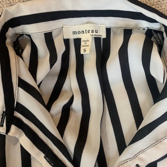 Monteau Draped Striped Sleeveless Blouse - Picture 2 of 4